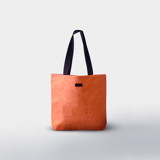 Orange Terra Tote: Vegan Leather Bag (Washable Kraft Paper Bag)